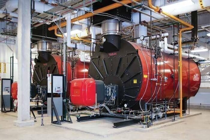 Continental Boilers steam boiler installation with visible piping and control panel