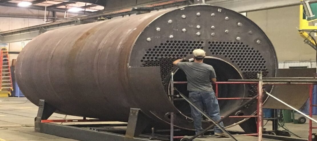 Fabrication of a boiler shell on the Continental Boilers workshop floor